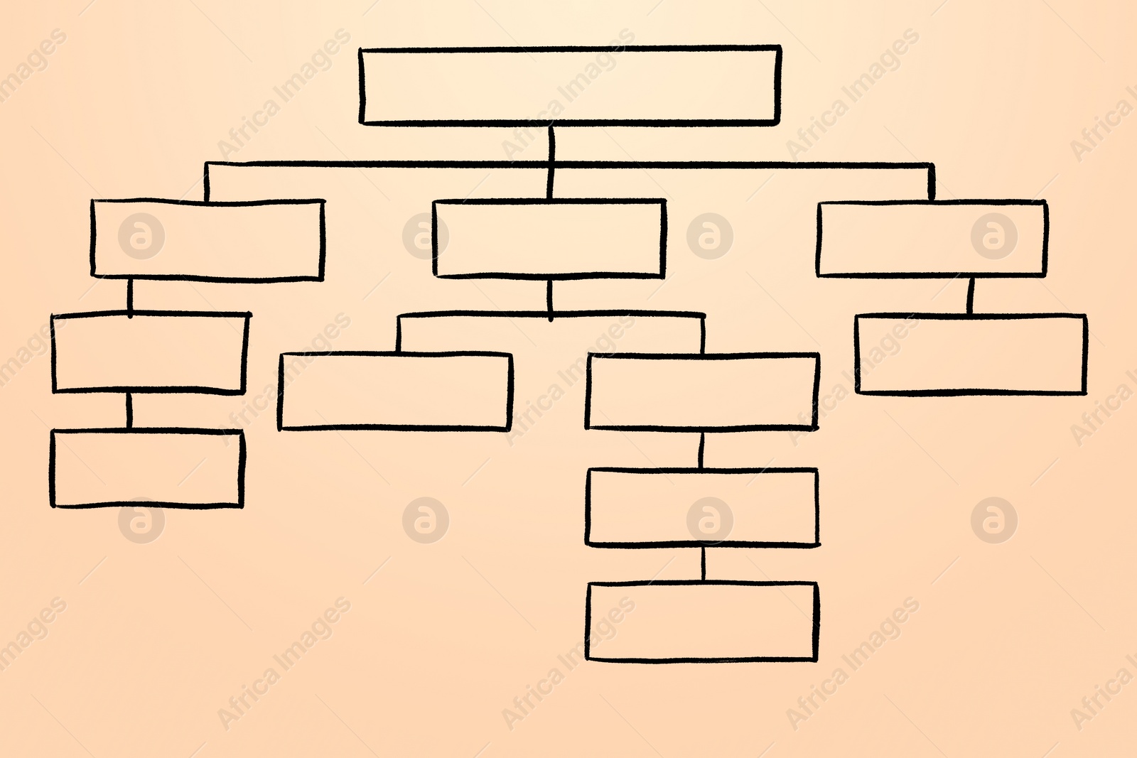 Illustration of Mind map. Diagram with empty blocks on white background