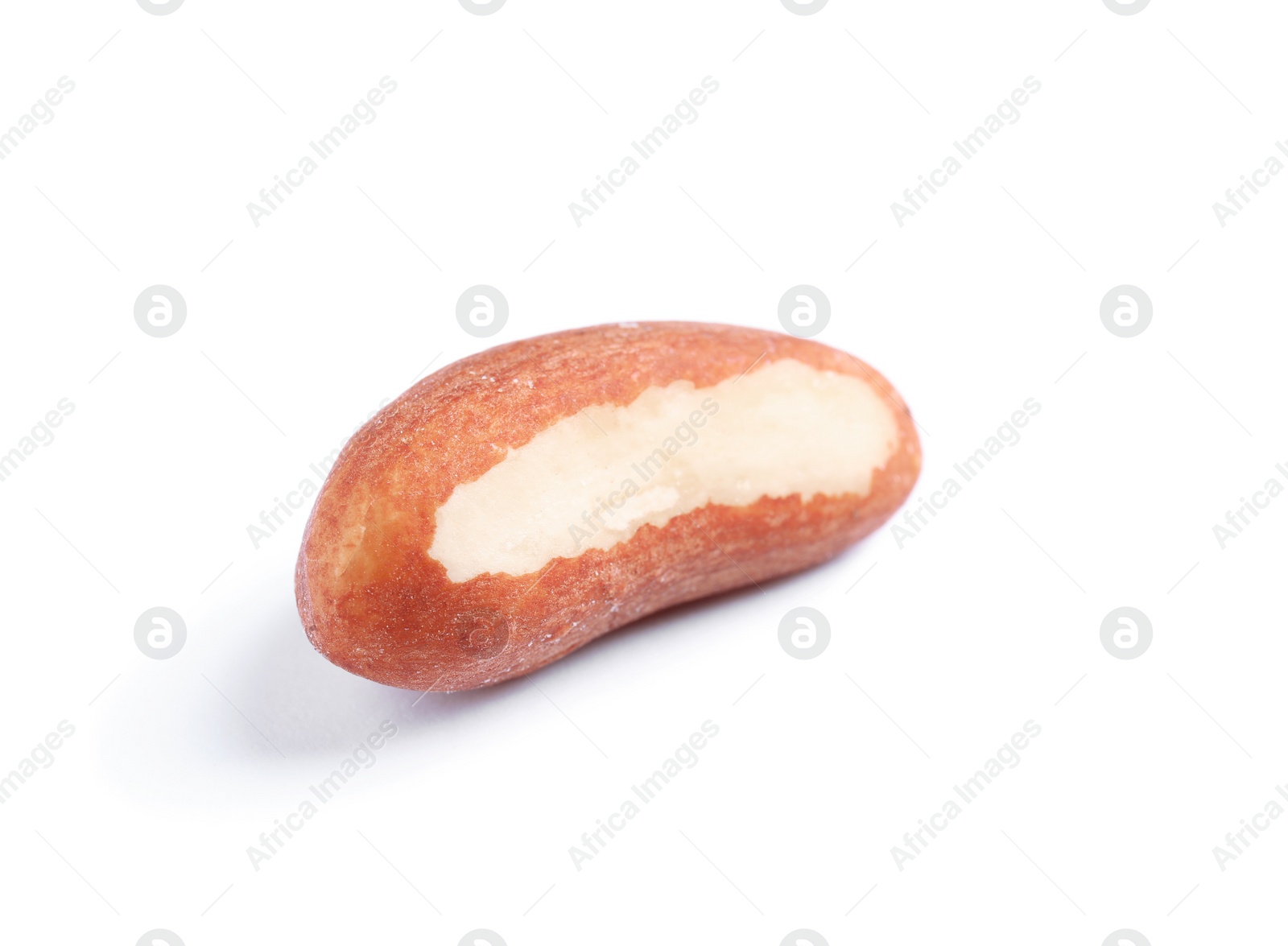 Photo of Delicious Brazil nut on white background. Healthy snack