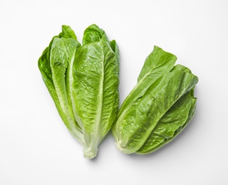 Photo of Fresh ripe cos lettuce on white background