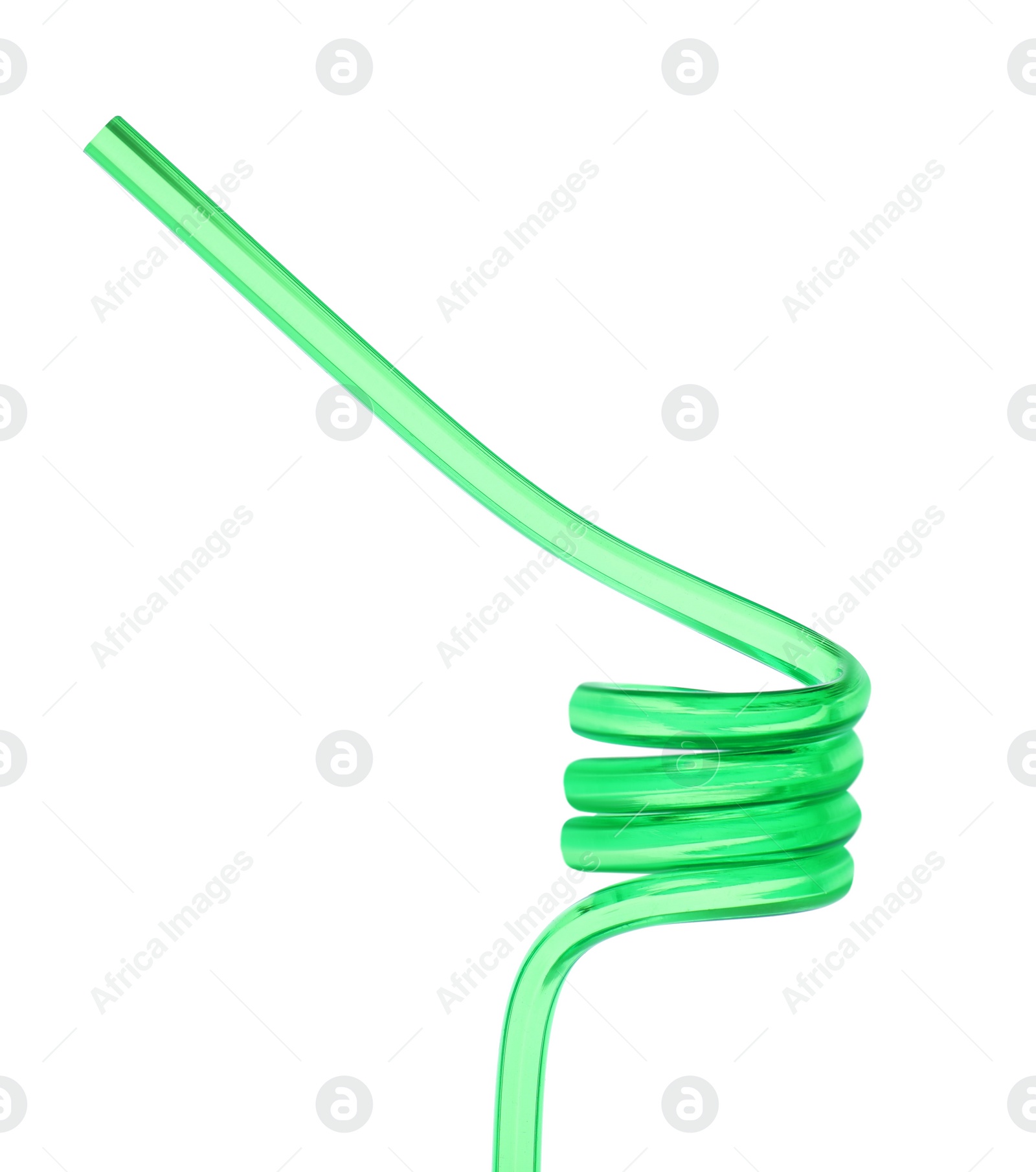 Photo of Light green plastic cocktail tube isolated on white