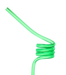 Photo of Light green plastic cocktail tube isolated on white