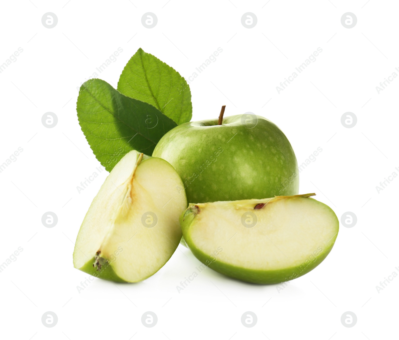 Photo of Fresh juicy green apples isolated on white