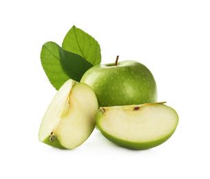 Photo of Fresh juicy green apples isolated on white