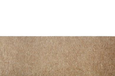 Brown paper bag on white background, closeup