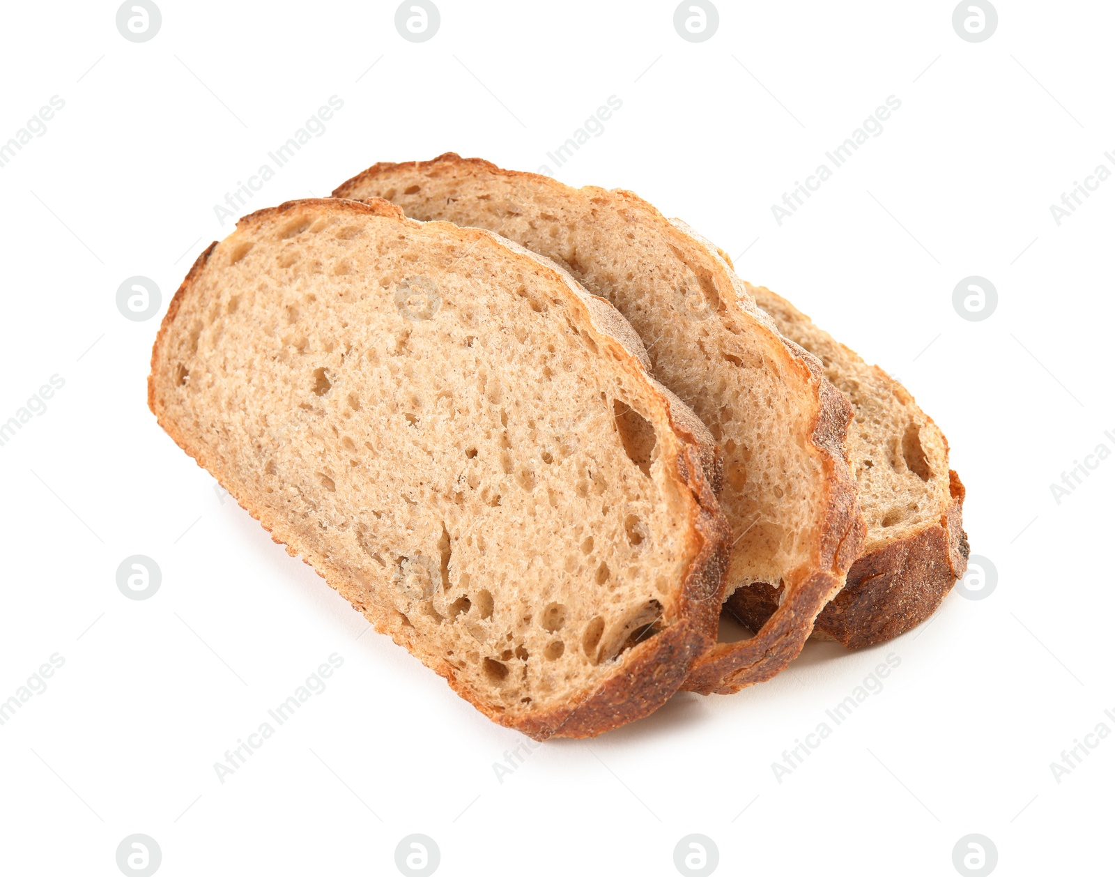 Photo of Fresh bread on white background. Baked goods