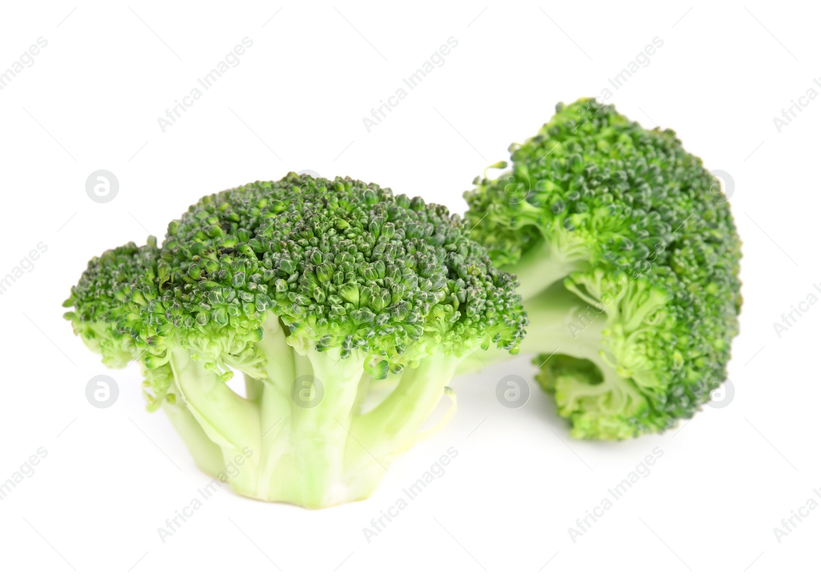 Photo of Fresh green broccoli on white background. Organic food