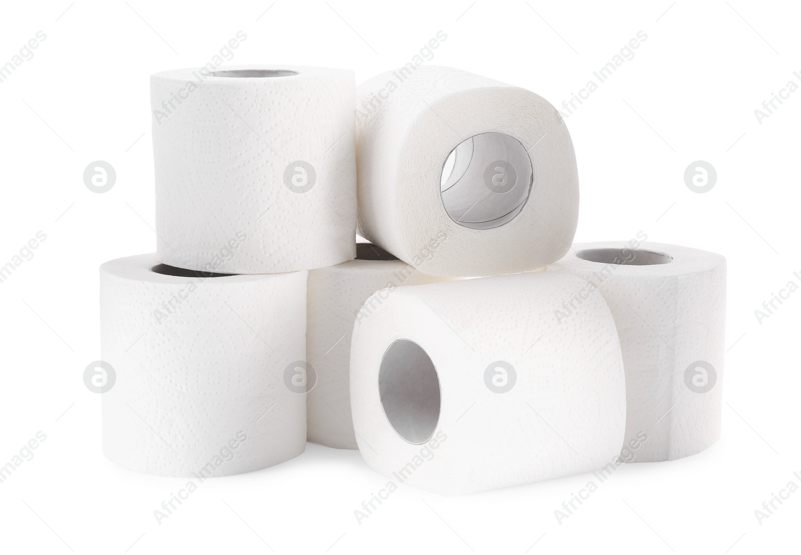 Photo of Soft toilet paper rolls isolated on white