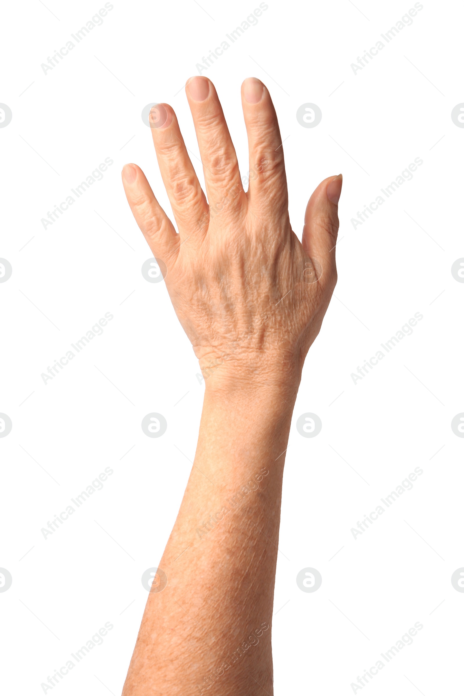 Photo of Closeup view of woman's hand with aging skin