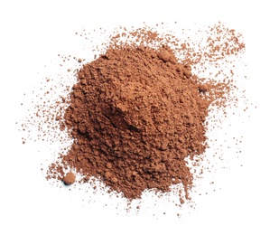 Cocoa powder on white background