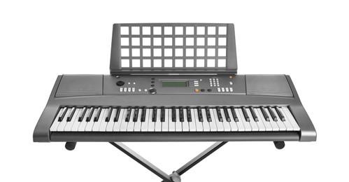 Photo of Synthesizer isolated on white. Electronic musical instrument