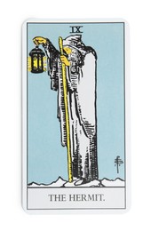 Photo of The Hermit isolated on white. Tarot card