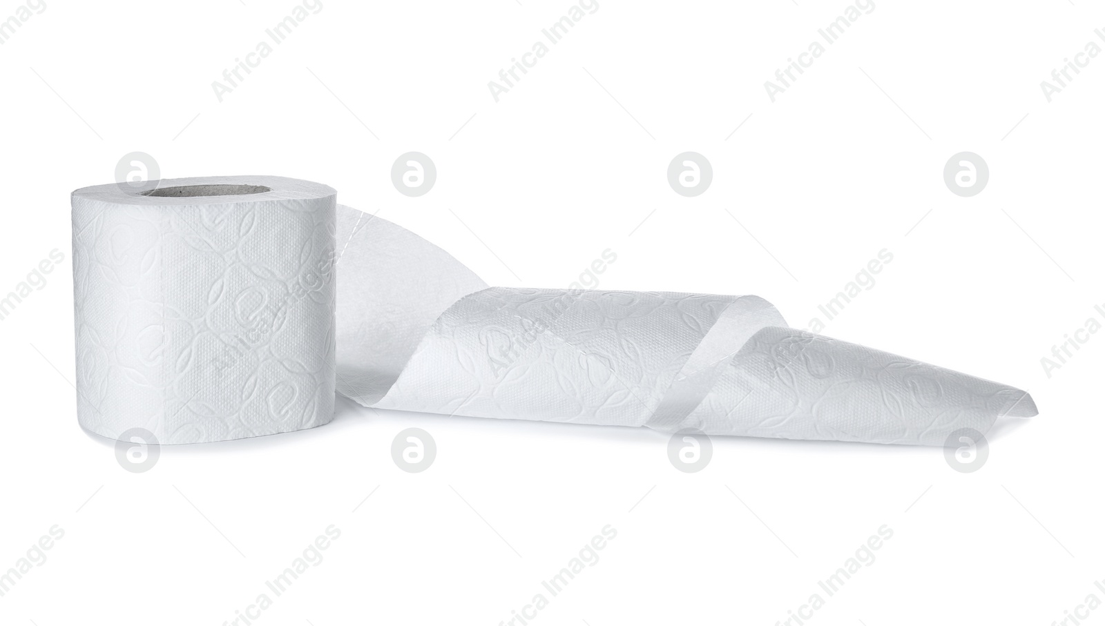 Photo of Roll of toilet paper on white background. Personal hygiene