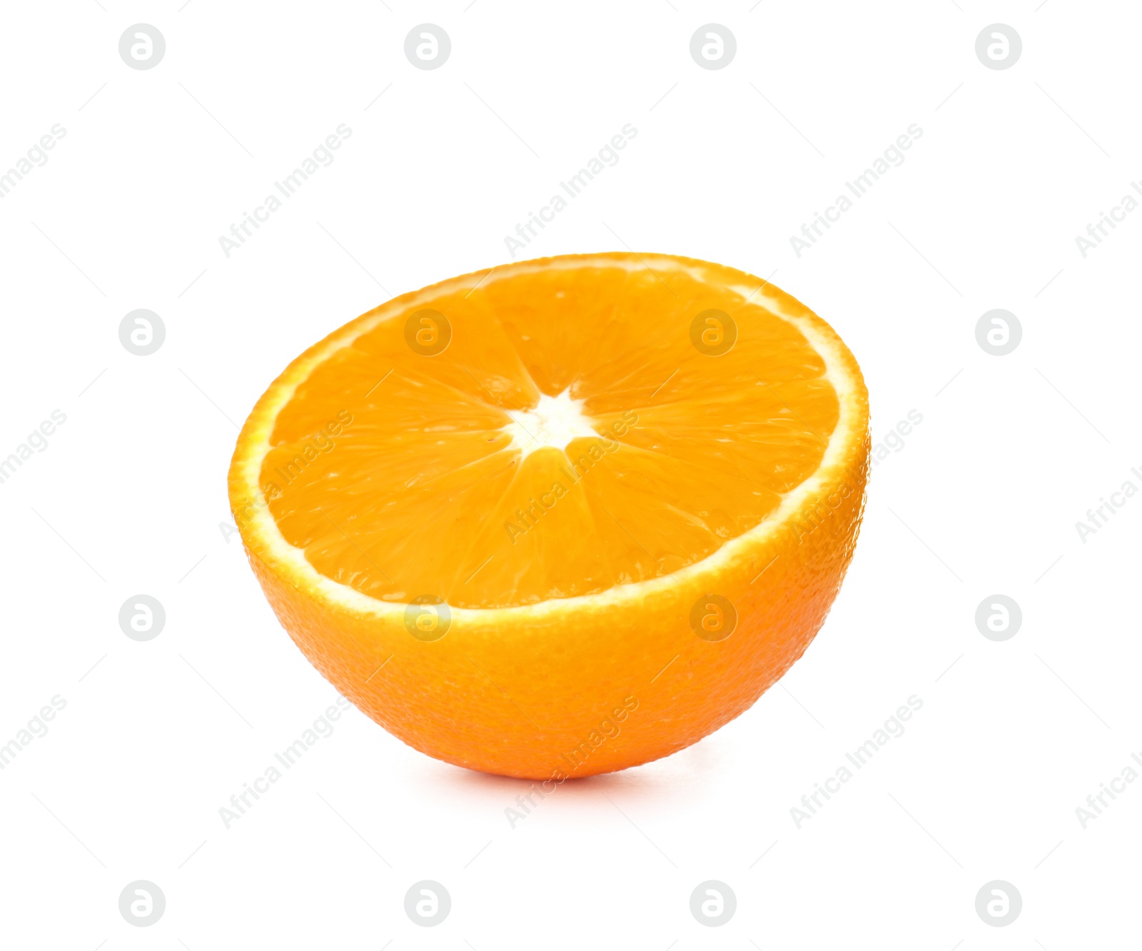 Photo of Half of ripe orange isolated on white