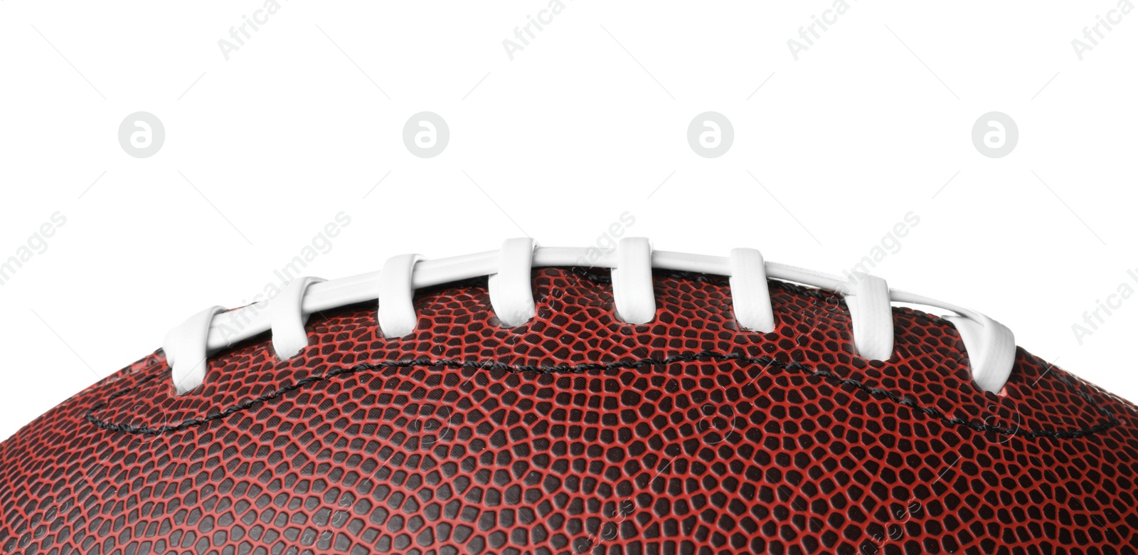 Photo of Leather American football ball on white background, closeup