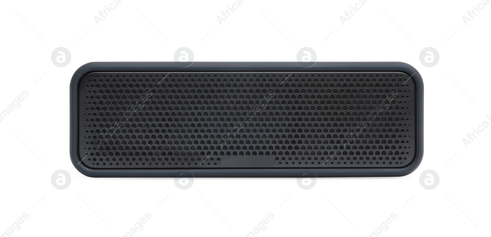 Photo of One black portable bluetooth speaker isolated on white. Audio equipment
