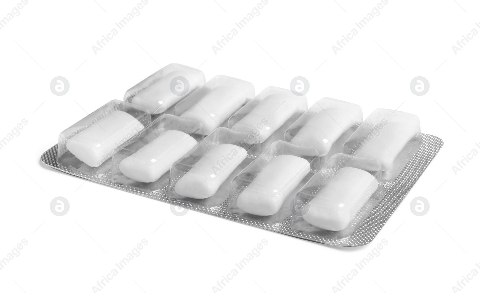 Photo of Blister of chewing gums isolated on white