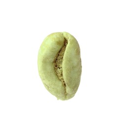 Photo of One green coffee bean isolated on white