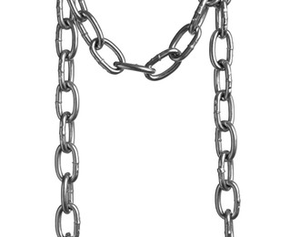 Photo of One common metal chain isolated on white