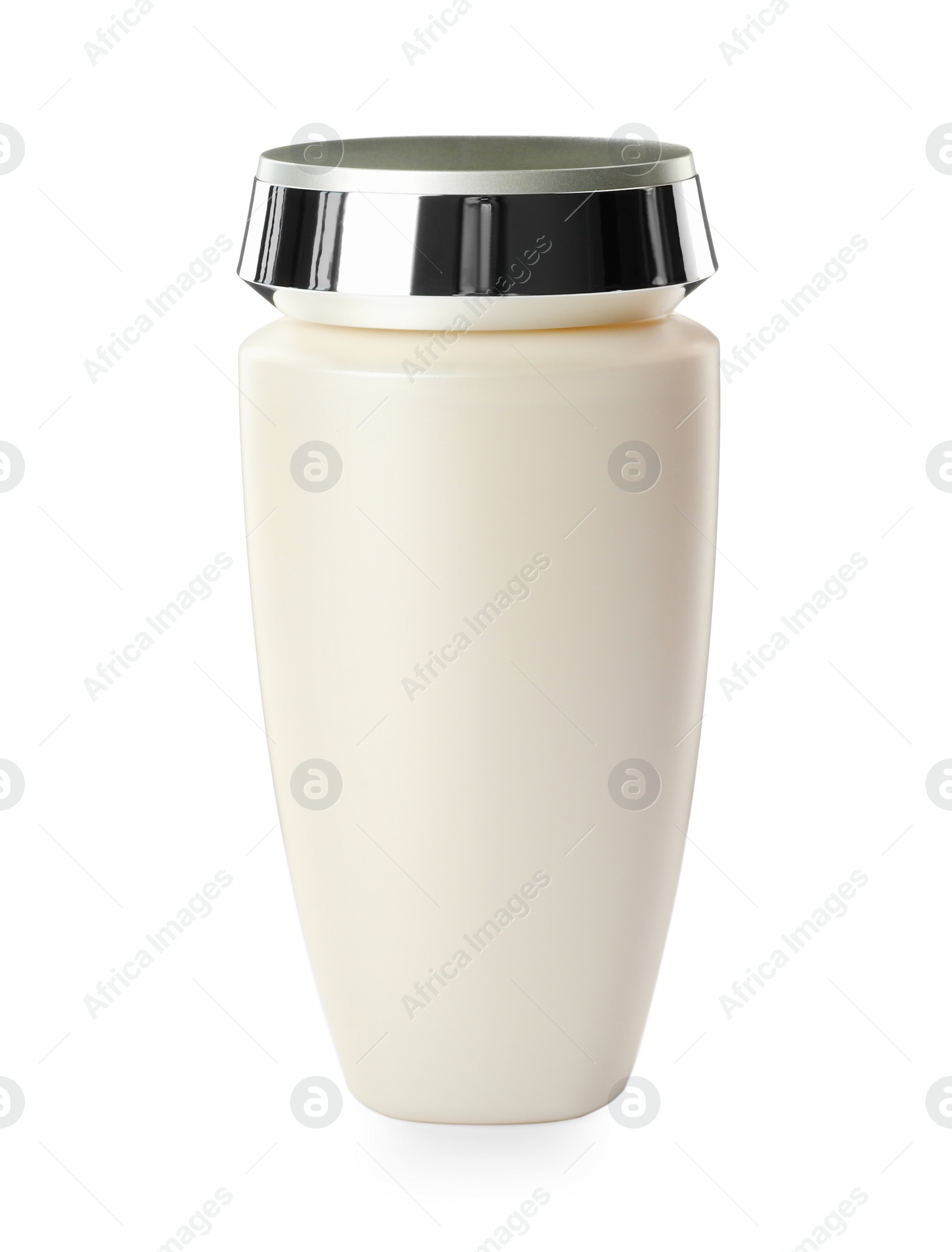 Photo of Bottle of hair care cosmetic product isolated on white