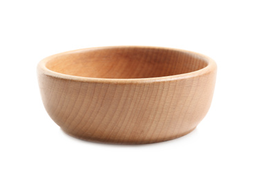 Wooden bowl isolated on white. Cooking utensil