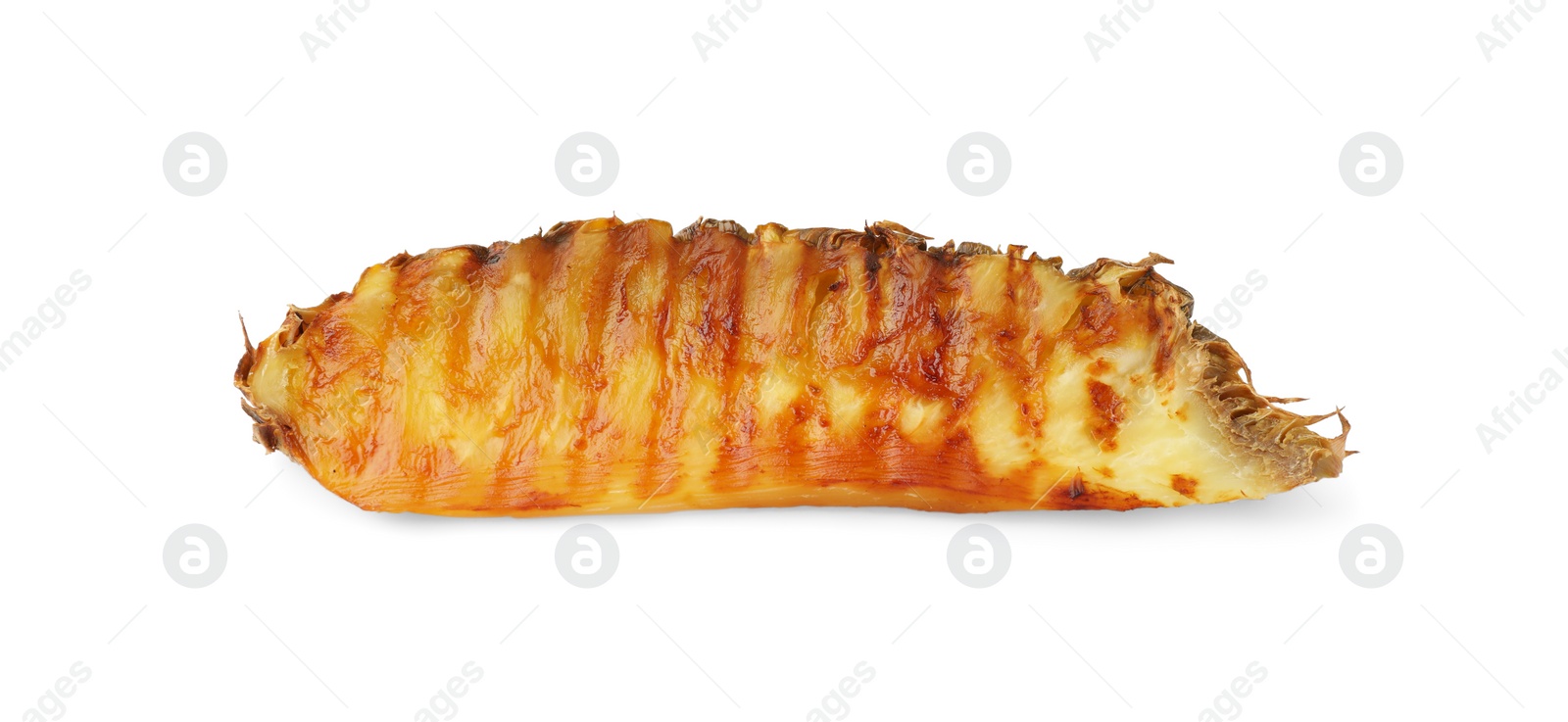Photo of Piece of tasty grilled pineapple isolated on white