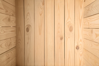 Photo of Top view of rustic wooden crate, closeup