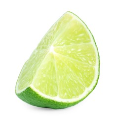 Photo of Slice of fresh green ripe lime isolated on white