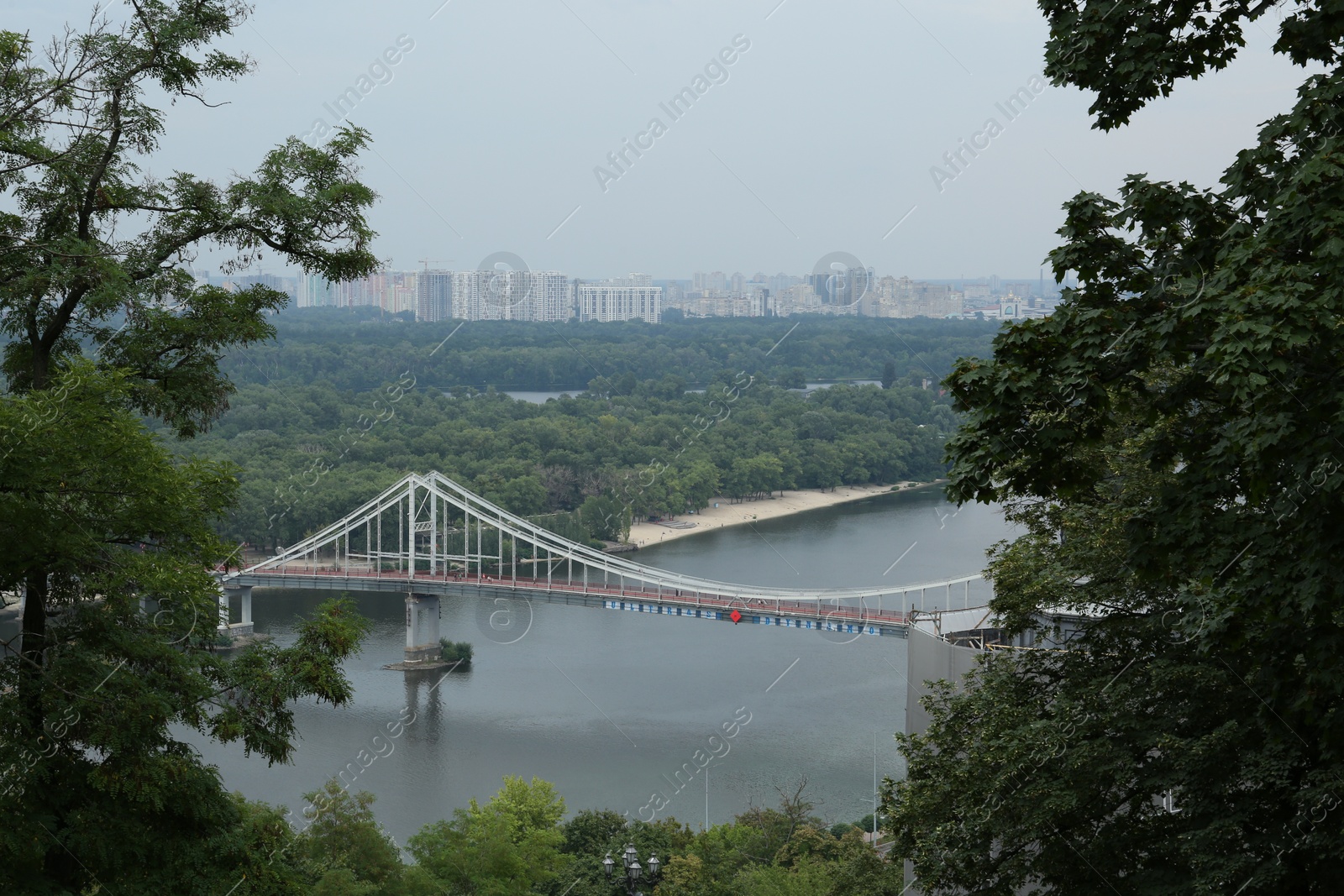 Photo of Beautiful view of modern bridge over river