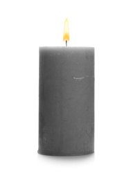 New grey wax candle isolated on white