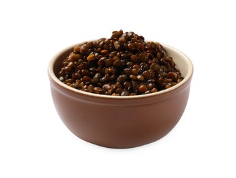 Photo of Delicious lentils in bowl isolated on white