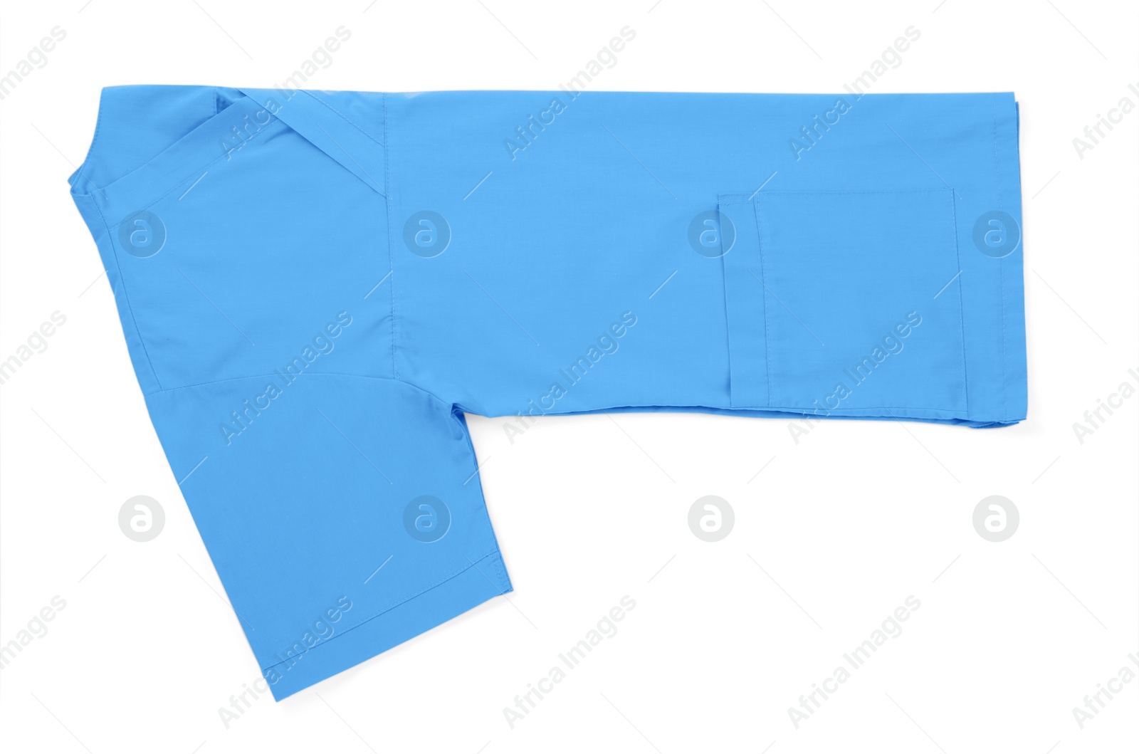 Photo of Medical uniform isolated on white, top view