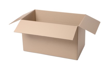 One open cardboard box isolated on white