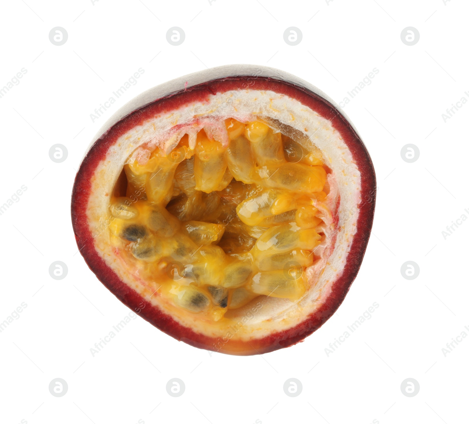 Photo of Slice of passion fruit on white background