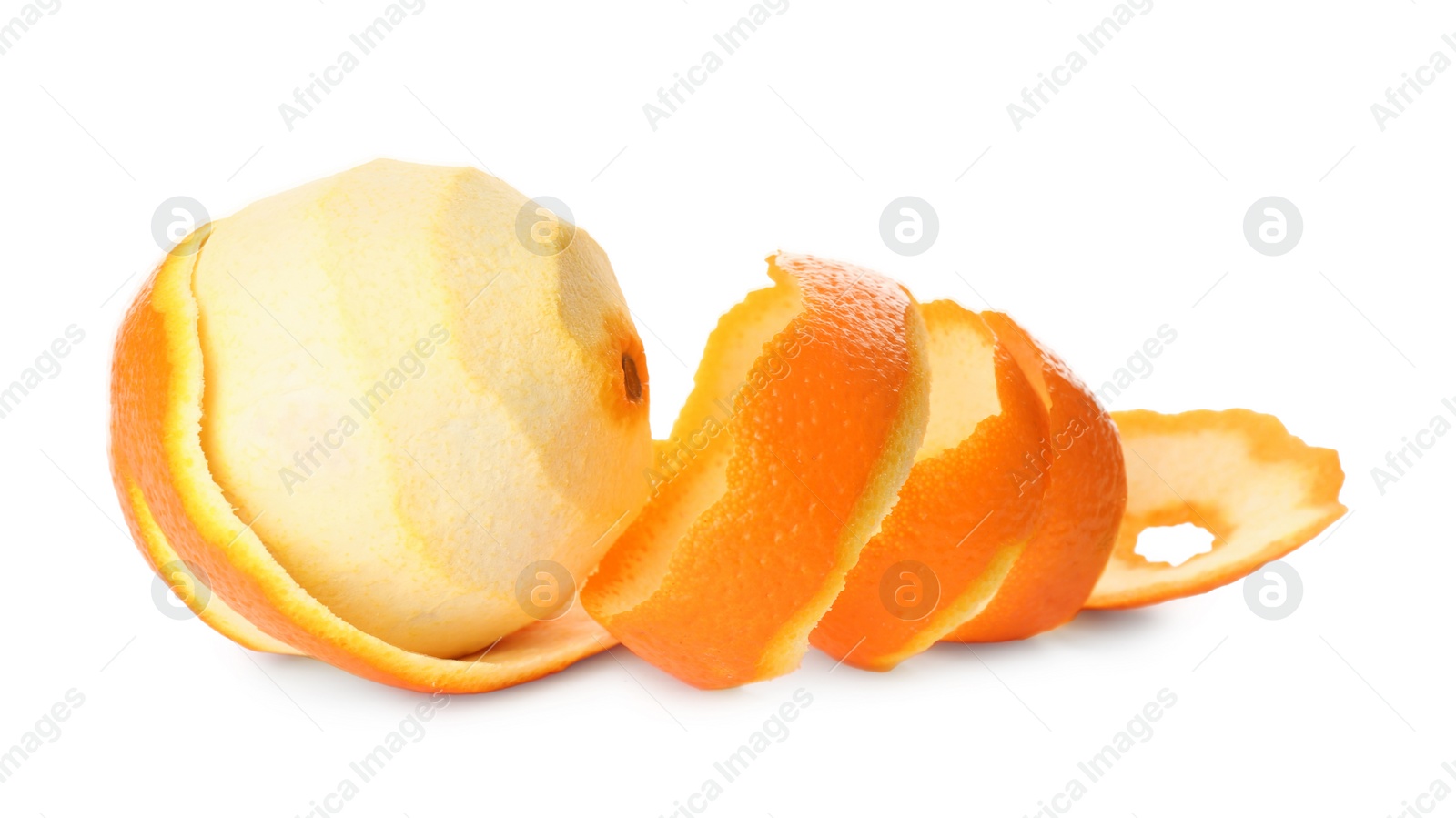 Photo of Orange fruit with peel on white background