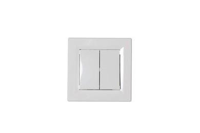 Photo of Modern plastic light switch on white background