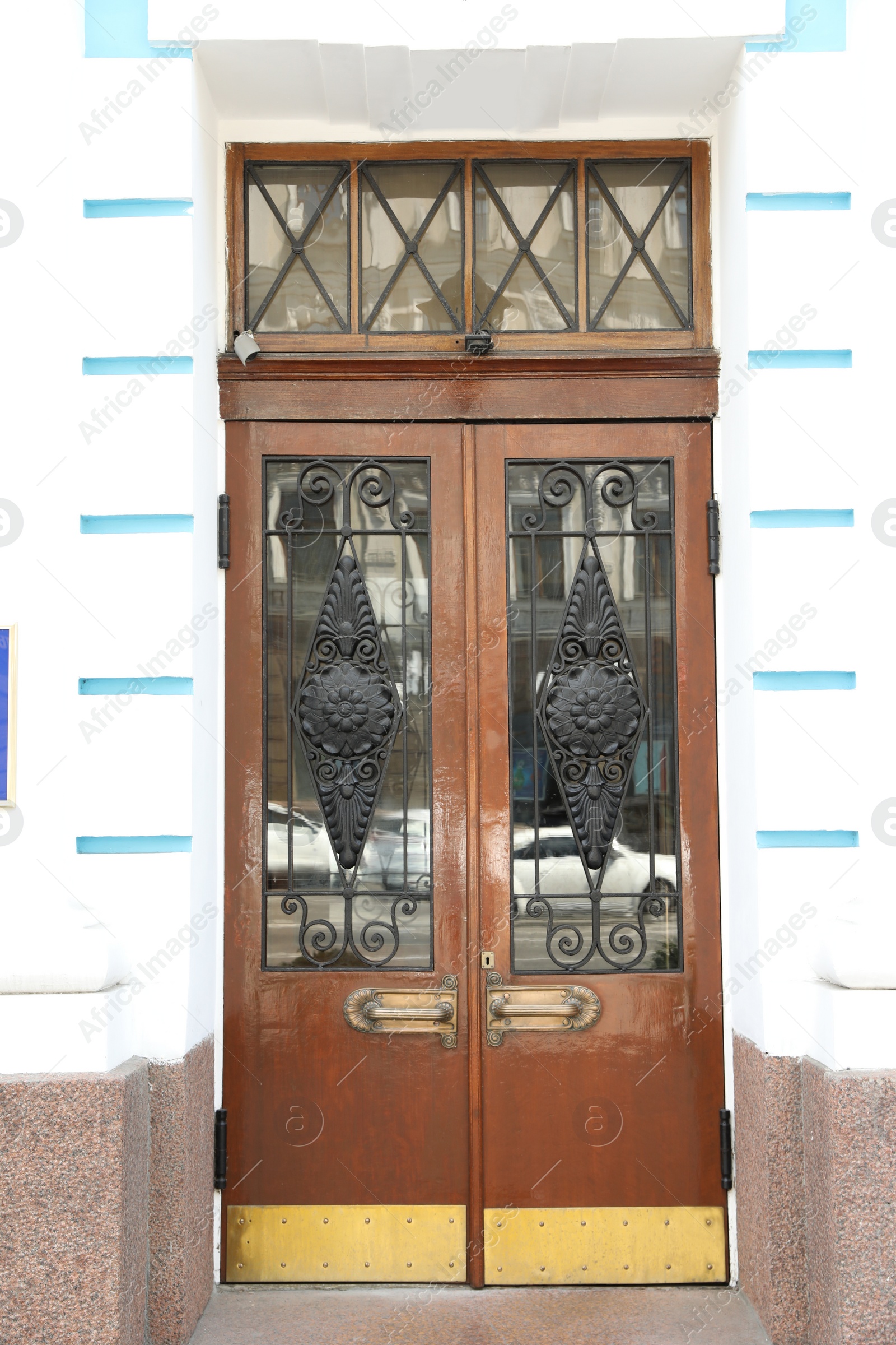 Photo of Building with vintage wooden door. Exterior design