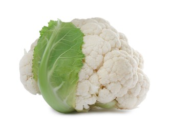 Whole fresh raw cauliflower on white background