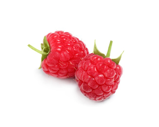 Photo of Delicious fresh ripe raspberries isolated on white