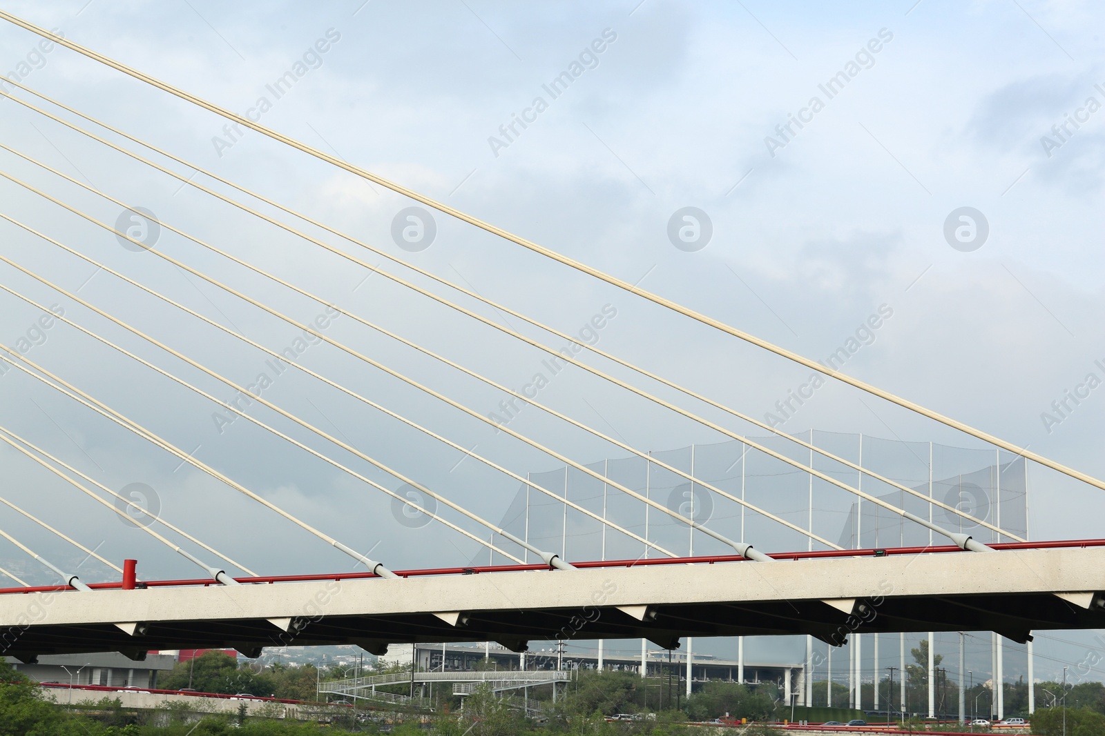 Photo of Beautiful view of modern bridge against cloudy sky