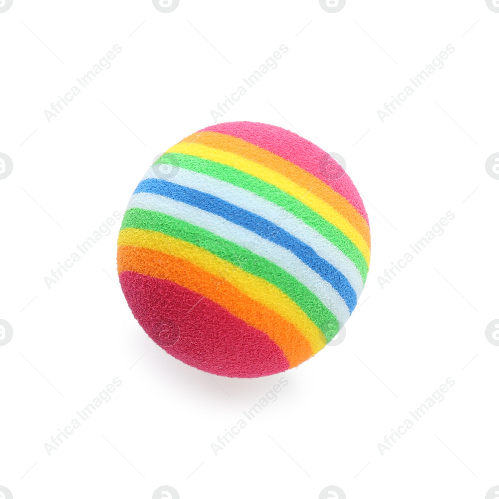 Photo of Colorful ball for cat on white background. Pet toy