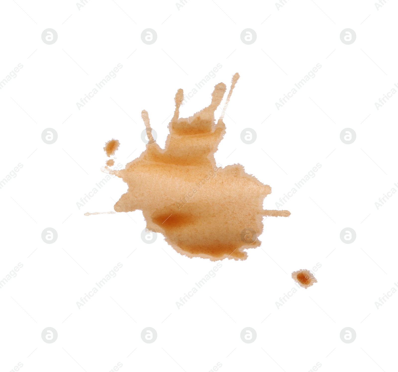 Photo of Dried coffee stain isolated on white, top view