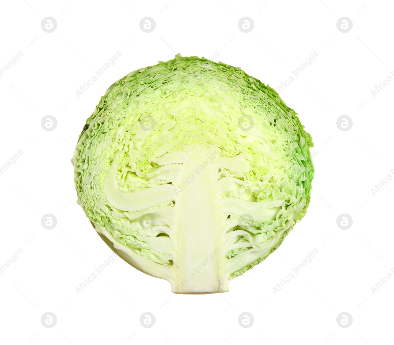 Photo of Half of fresh ripe cabbage isolated on white