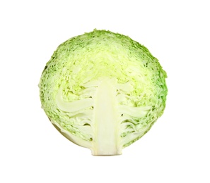 Photo of Half of fresh ripe cabbage isolated on white