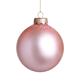 Photo of Beautiful pink Christmas ball isolated on white