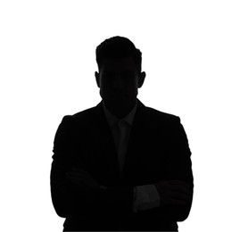 Photo of Silhouette of anonymous man on white background