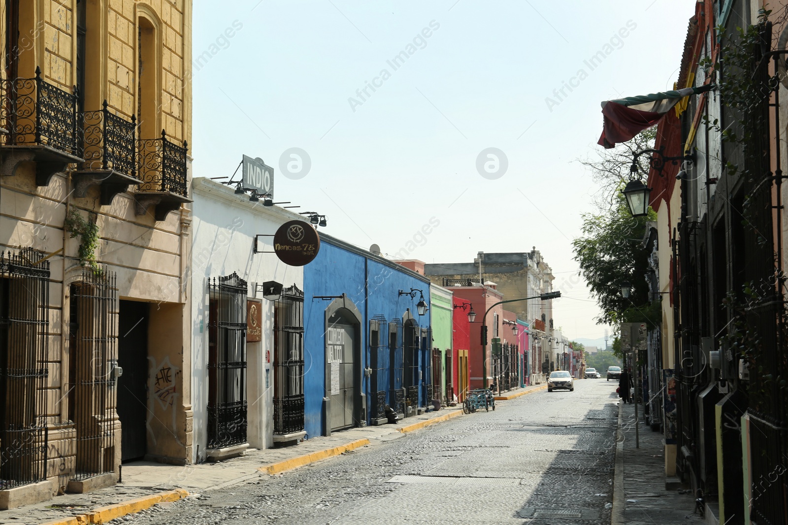 Photo of San Pedro Garza Garcia, Mexico - September 25, 2022: Beautiful colorful buildings on city street