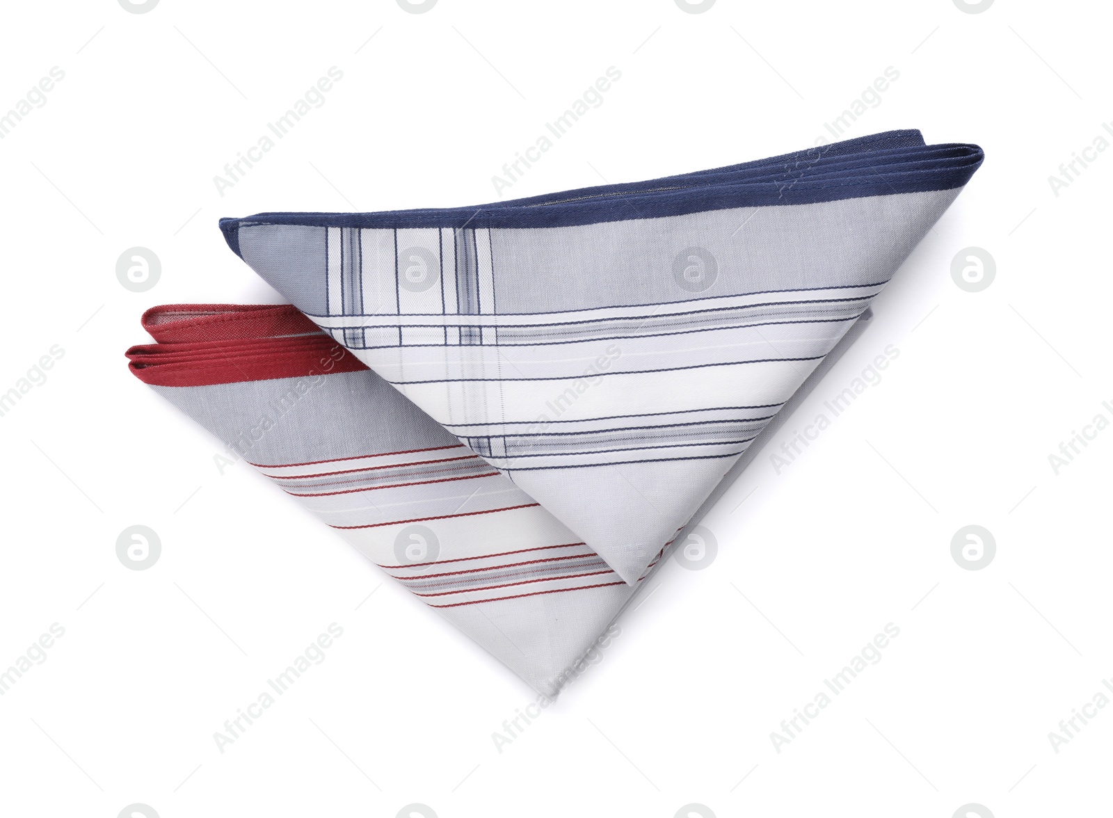 Photo of Stylish handkerchiefs isolated on white, top view