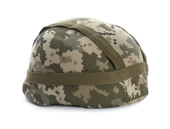 Military helmet on white background