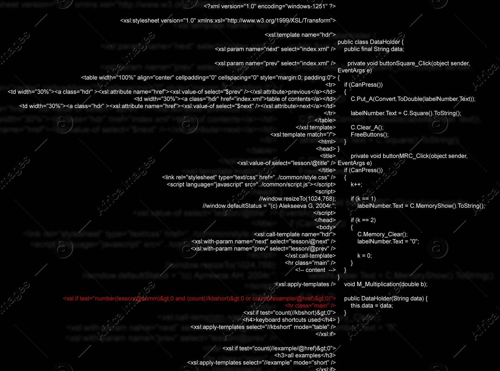 Illustration of Source code written in programming language on black background