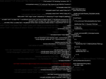 Source code written in programming language on black background